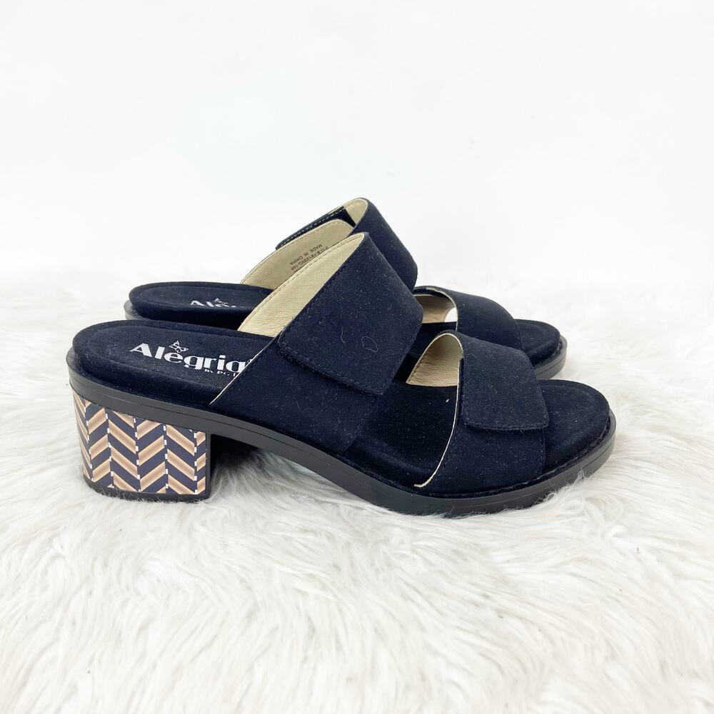 NWOB Alegria by PG Lite EU 39 Women's Navy Tia Leather Comfort Block Heel Sandal - Picture 3 of 13